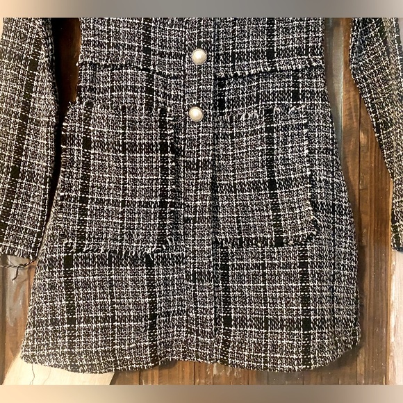 NWOT Tweed dress in black and off white with pearl buttons Sz Small - Picture 4 of 5